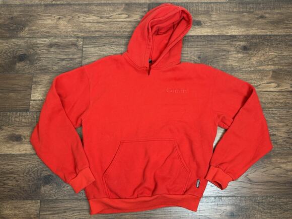Comfrt Other - Comfrt Men's Red Fleece Pullover Hoodie Pockets Logo Sz XL READ